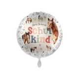 Folienballon rund "Hurra du bist ein Schulkind" Pferde -hey-Party.de- Folienballons -#Variante_