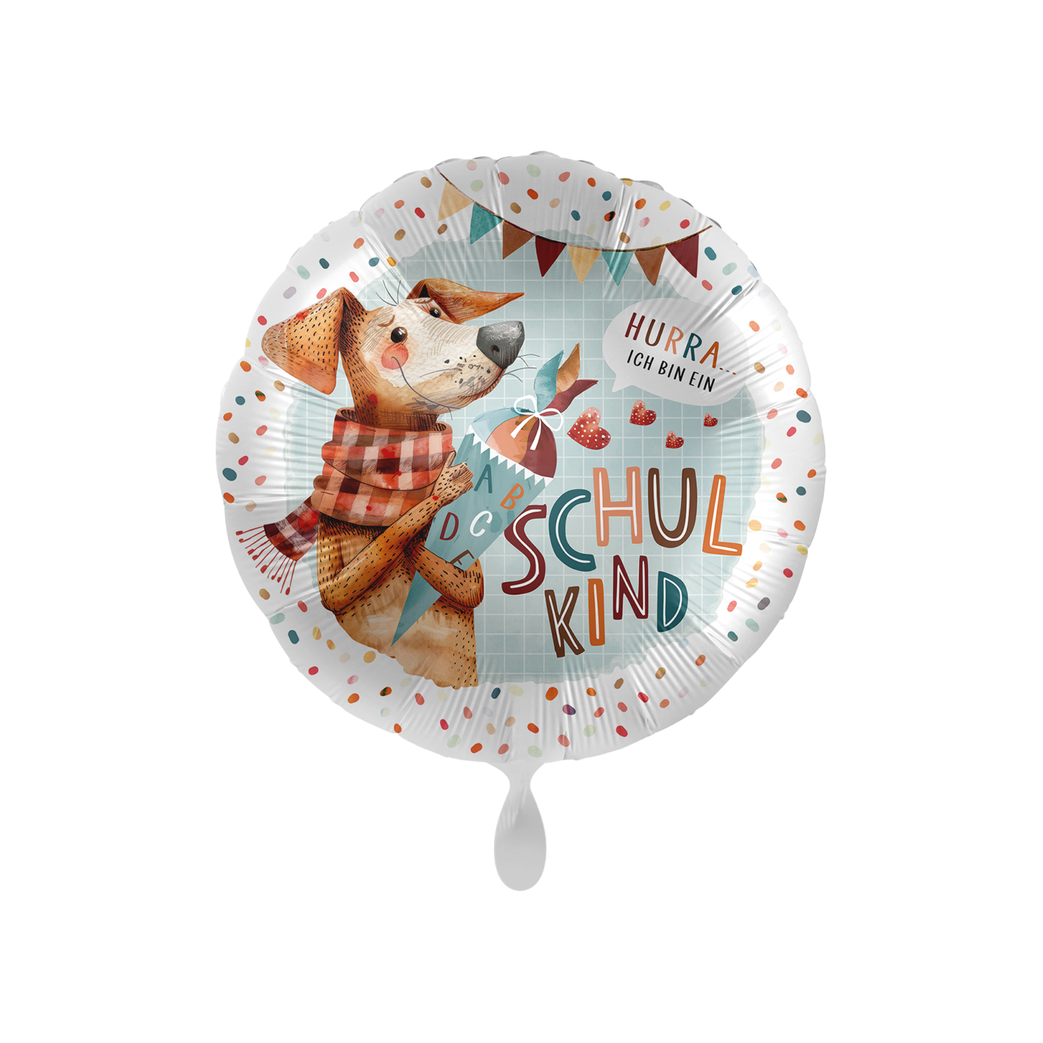Folienballon rund "Schulkind" Hund -hey-Party.de- Folienballons -#Variante_