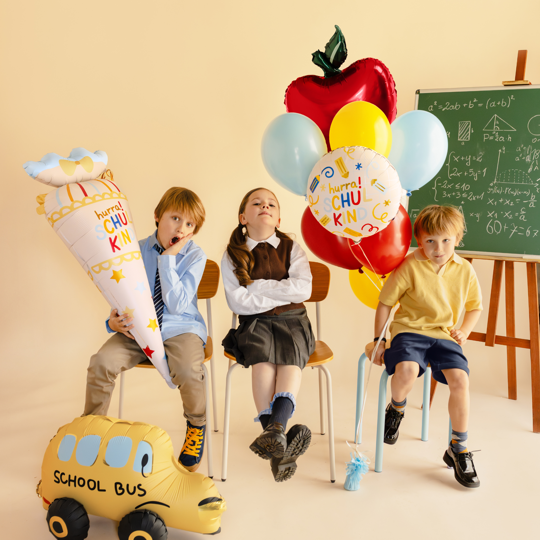 Folienballon Rund "Hurra! Schulkind" -hey-Party.de- Folienballons -#Variante_