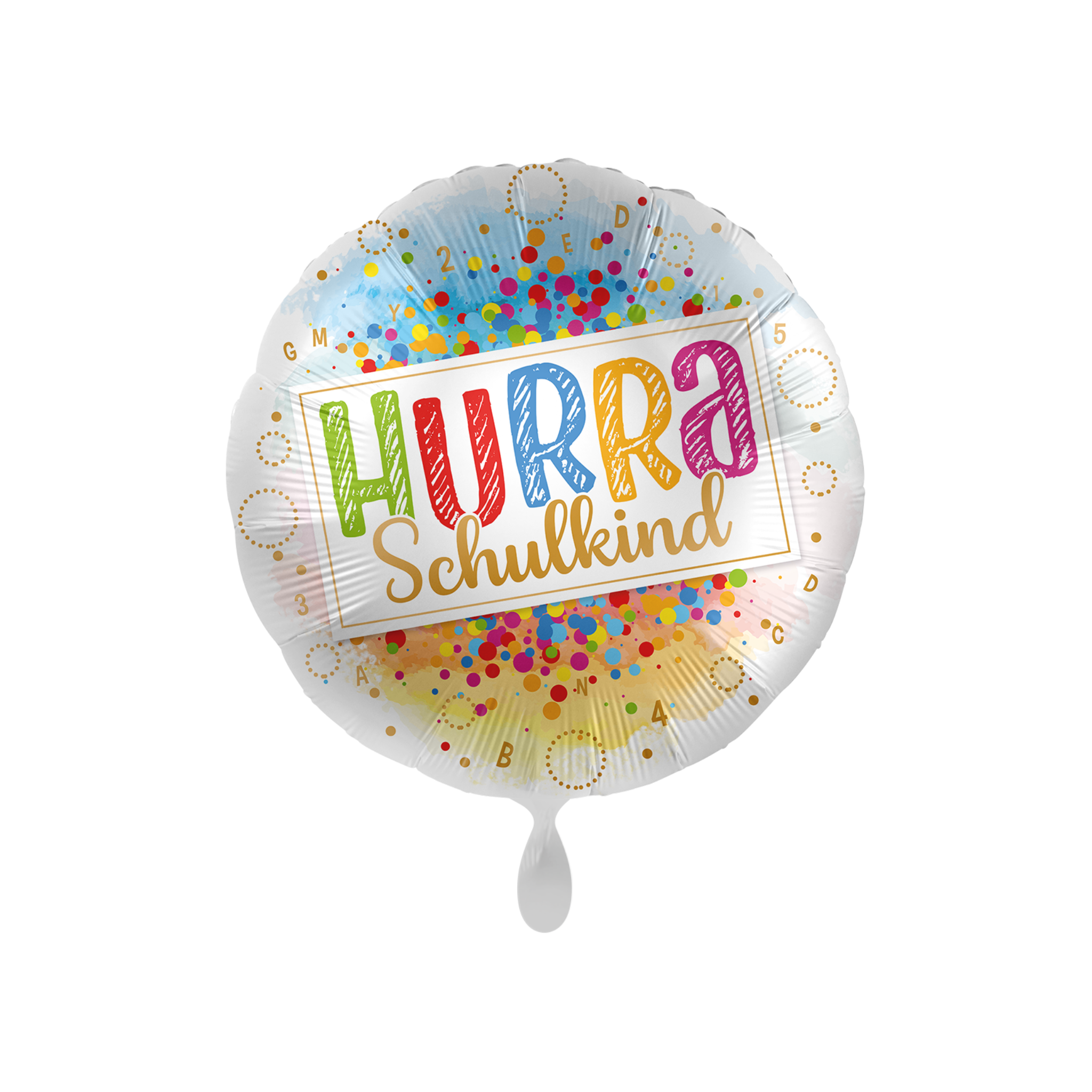 Folienballon rund "Hurra Schulkind" Bunt -hey-Party.de- Folienballons -#Variante_