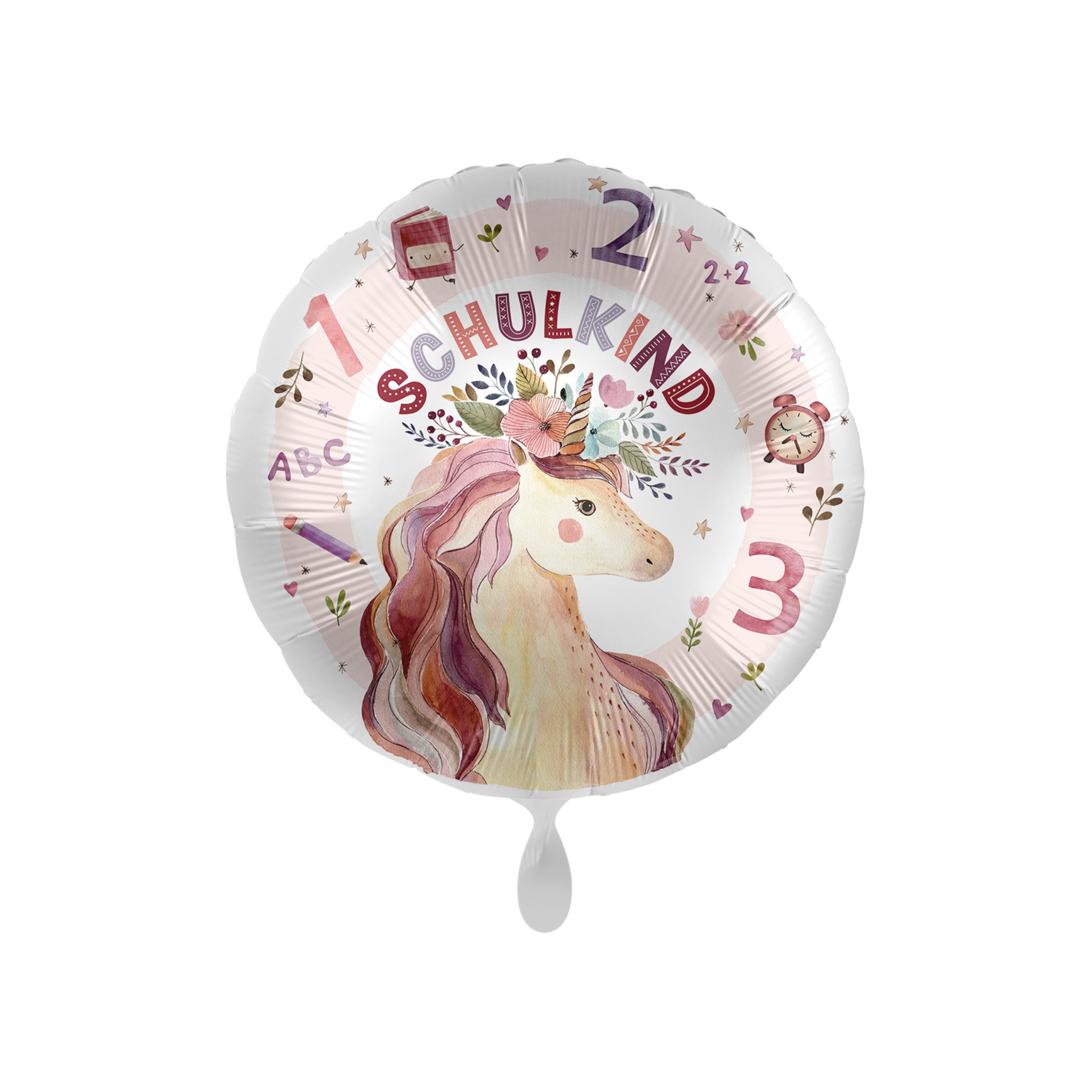 Folienballon rund "Schulkind" Einhorn -hey-Party.de- Folienballons -#Variante_