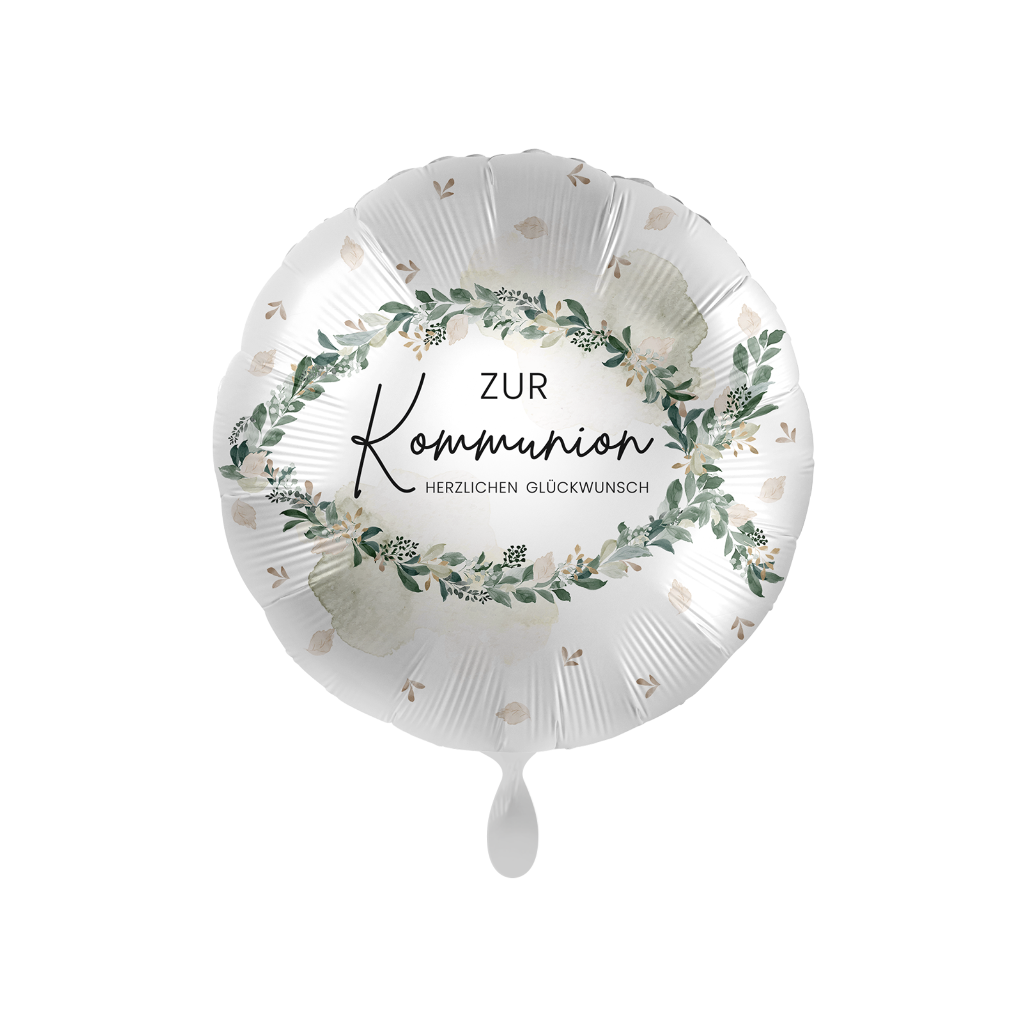 Folienballon Rund "Zur Kommunion..." Fisch Blätter -hey-Party.de- Folienballons -#Variante_