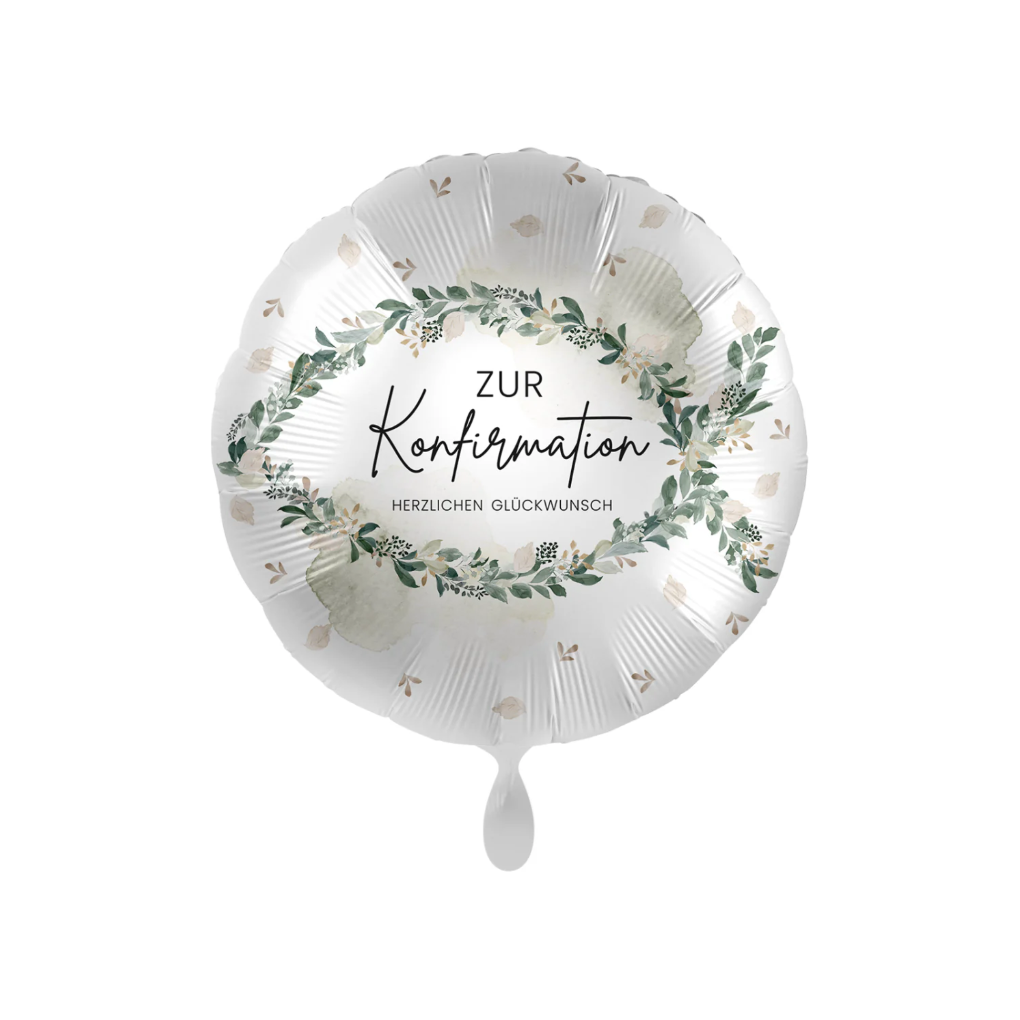 Folienballon Rund "Zur Konfirmation..." Fisch Blätter, ca. 35 cm