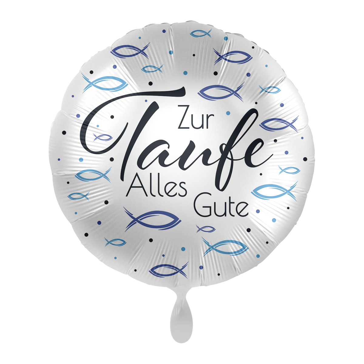 Folienballon Rund "Zur Taufe Alles Gute" Fische -hey-Party.de- Folienballons -#Variante_