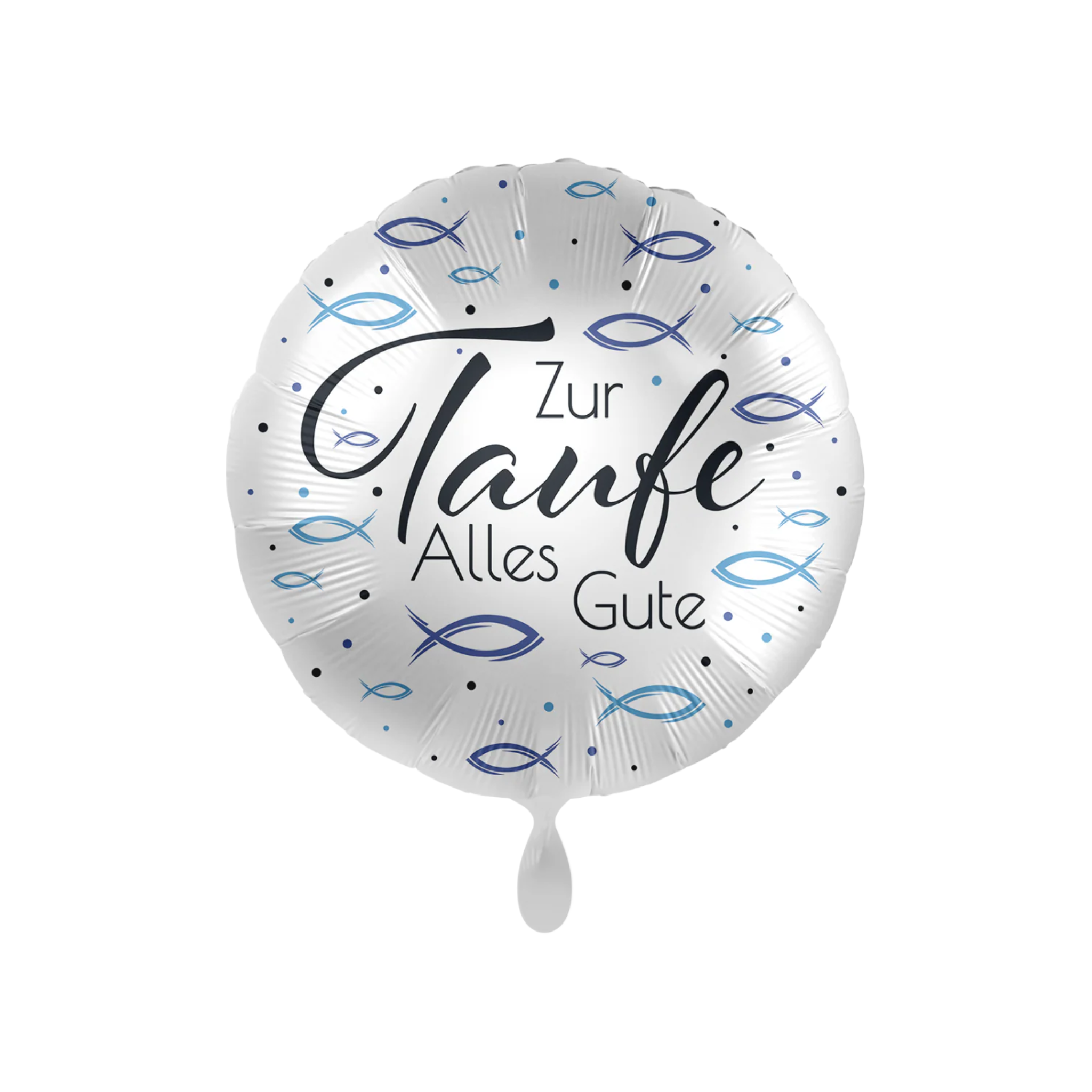 Folienballon Rund "Zur Taufe Alles Gute" Fische -hey-Party.de- Folienballons -#Variante_