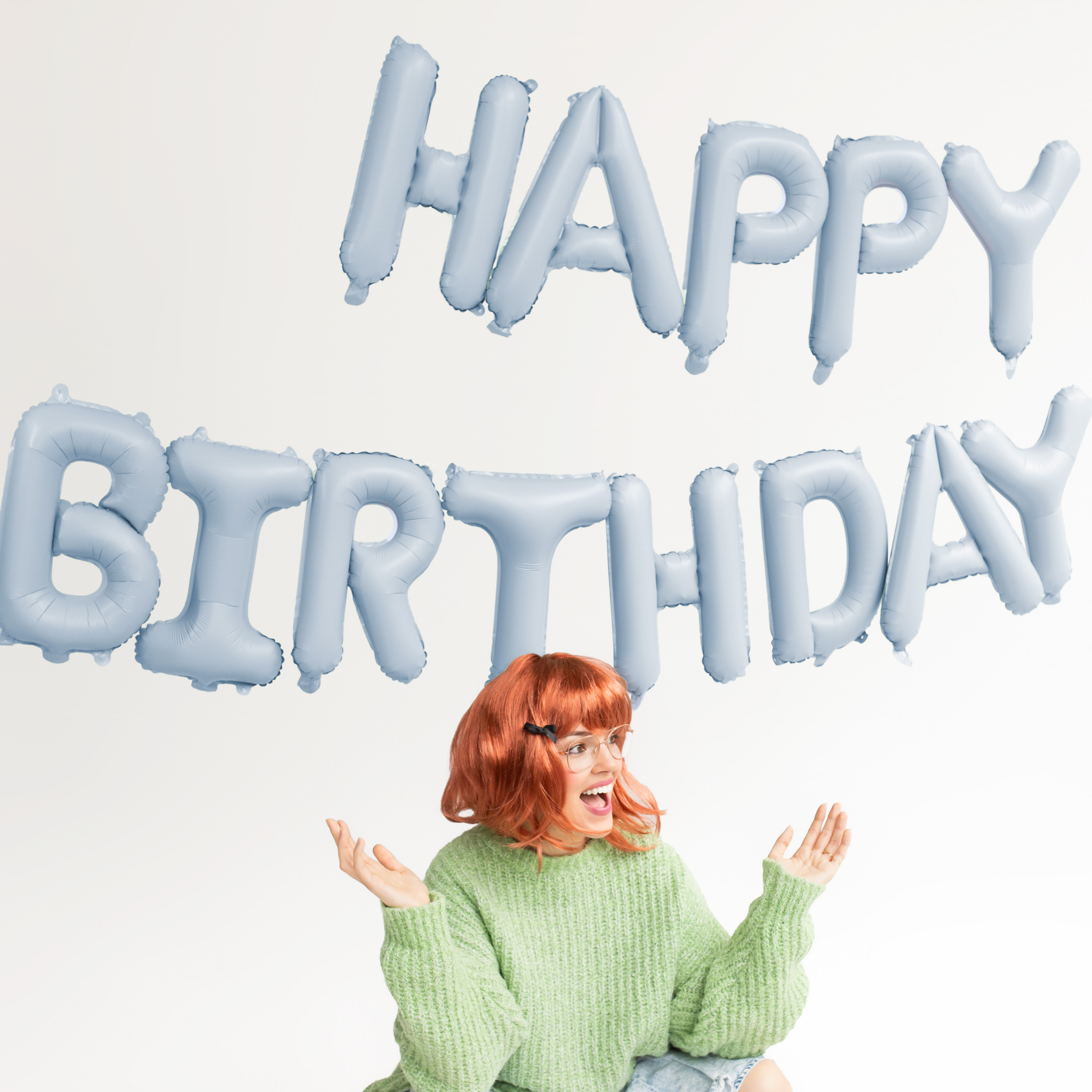 Folienballon Girlande "Happy Birthday“ Blau Matt -hey-Party.de- Folienballons -#Variante_