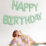 Folienballon Girlande "Happy Birthday“ Grün Matt -hey-Party.de- Folienballons -#Variante_