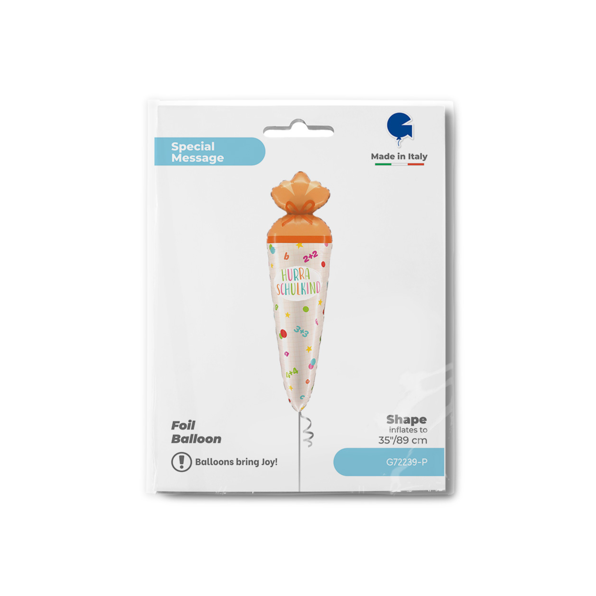 Folienballon Schultüte Orange -hey-Party.de- Folienballons -#Variante_