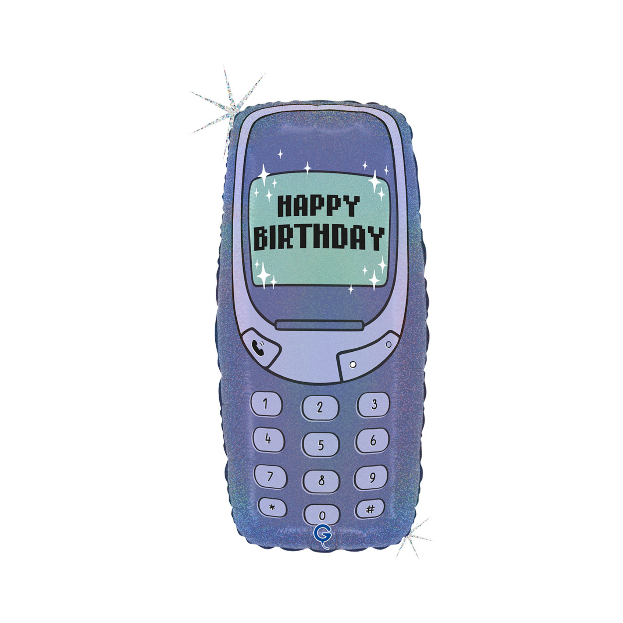 Folienballon Vintage Handy "Happy Birthday" -hey-Party.de- Folienballons -#Variante_