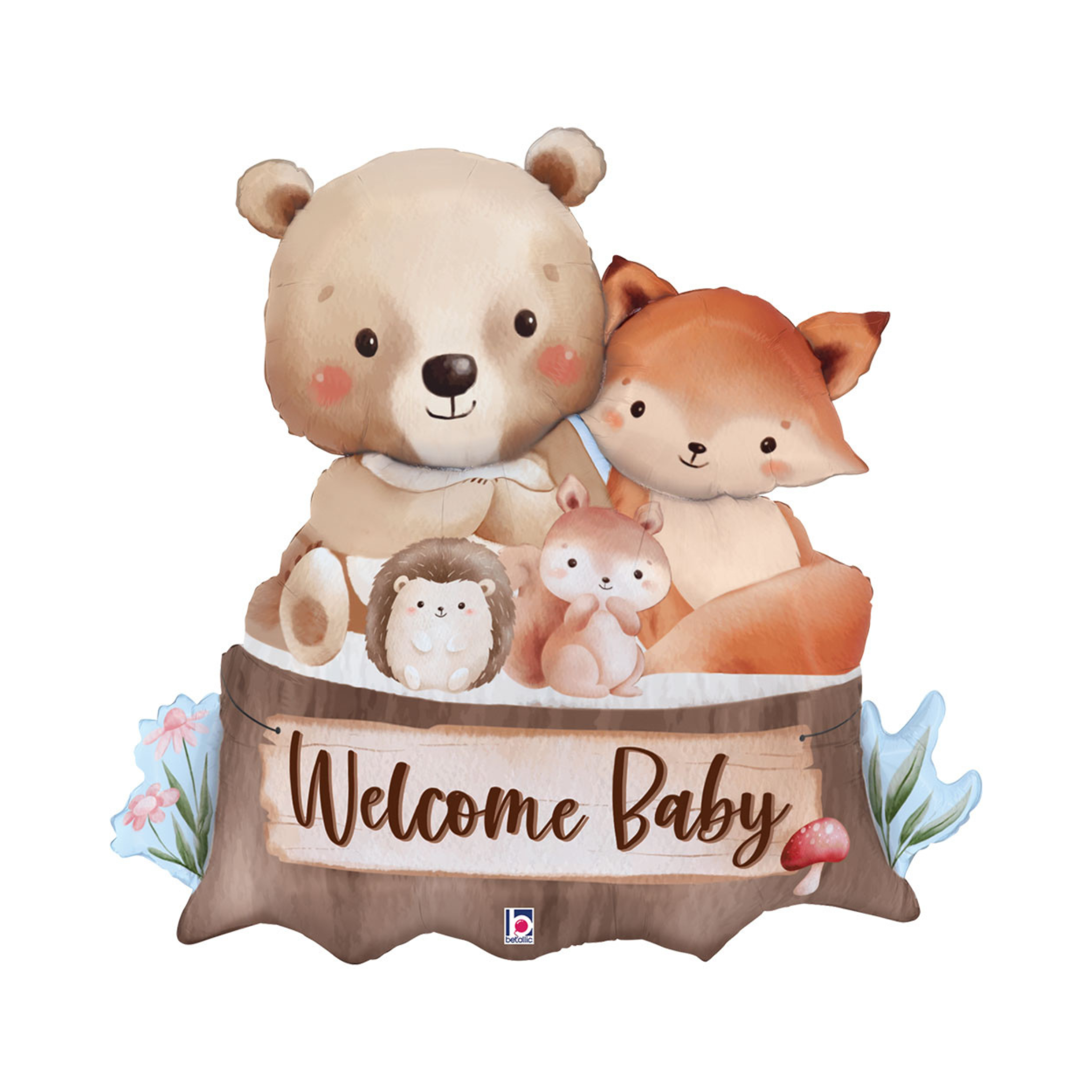 Folienballon "Welcome Baby" Waldfamilie -hey-Party.de- Folienballons -#Variante_