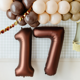 Folienballon XXL Zahl Braun Seidenmatt, ca. 86 cm -#Variante_