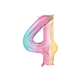 Folienballon XXL Zahl Regenbogen-Pastell -hey-Party.de- Folienballons -#Variante_ Zahl 4