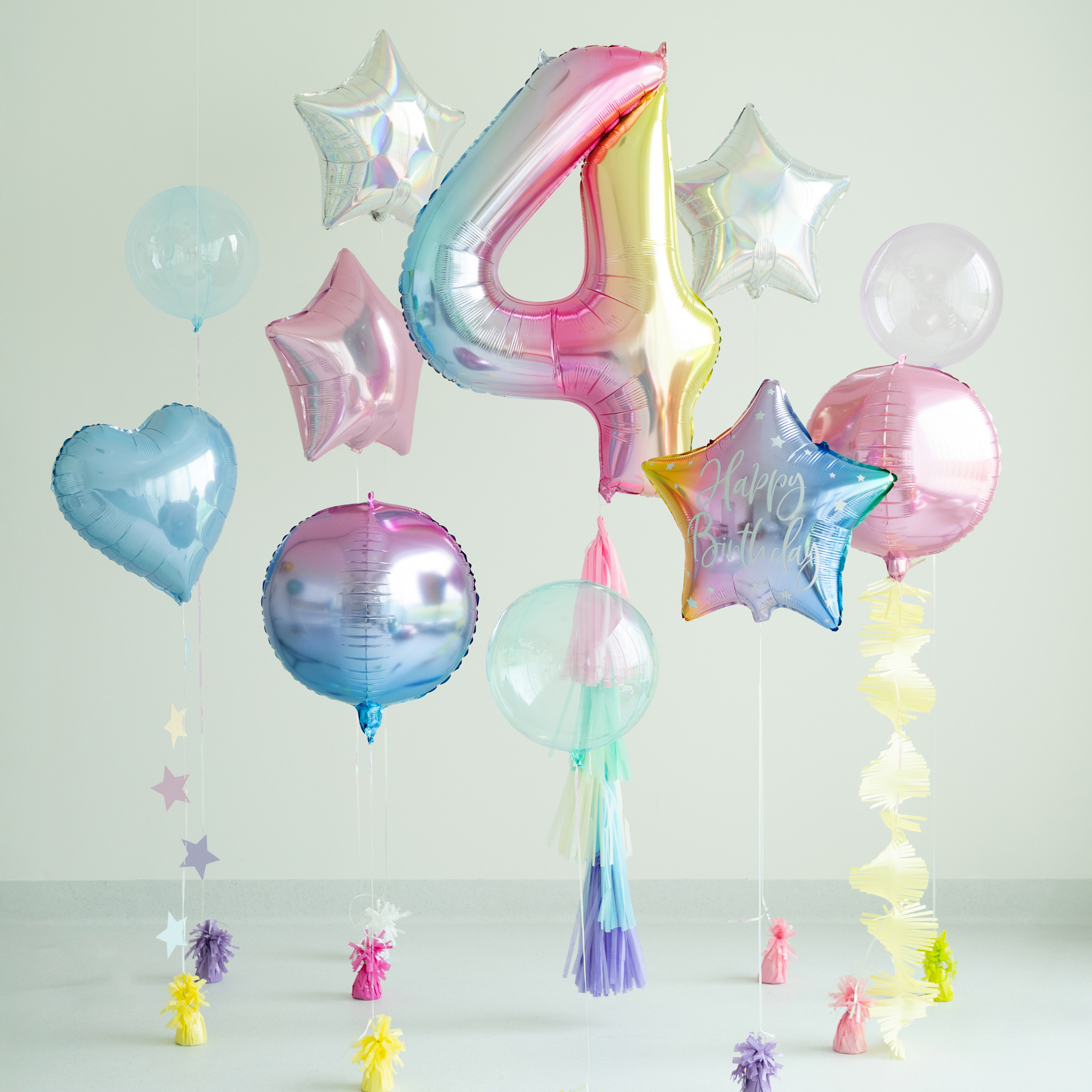 Folienballon XXL Zahl Regenbogen-Pastell -hey-Party.de- Folienballons -#Variante_