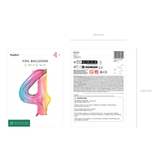 Folienballon XXL Zahl Regenbogen-Pastell -hey-Party.de- Folienballons -#Variante_