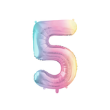 Folienballon XXL Zahl Regenbogen-Pastell -hey-Party.de- Folienballons -#Variante_ Zahl 5