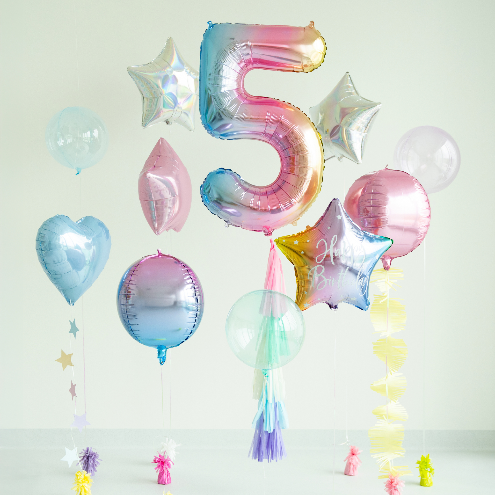 Folienballon XXL Zahl Regenbogen-Pastell -hey-Party.de- Folienballons -#Variante_