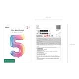 Folienballon XXL Zahl Regenbogen-Pastell -hey-Party.de- Folienballons -#Variante_