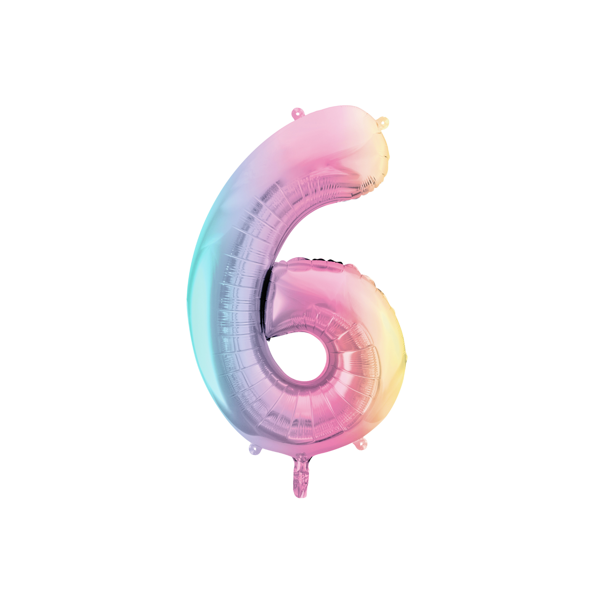 Folienballon XXL Zahl Regenbogen-Pastell -hey-Party.de- Folienballons -#Variante_ Zahl 6