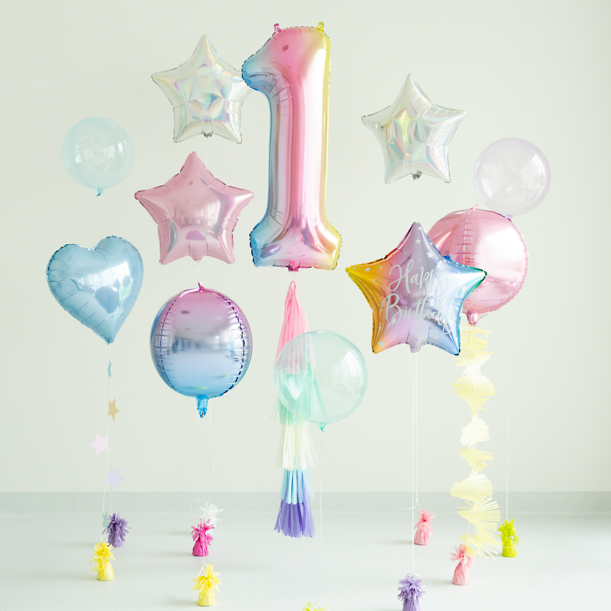 Folienballon XXL Zahl Regenbogen-Pastell -hey-Party.de- Folienballons -#Variante_