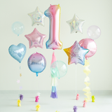 Folienballon XXL Zahl Regenbogen-Pastell -hey-Party.de- Folienballons -#Variante_