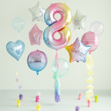 Folienballon XXL Zahl Regenbogen-Pastell -hey-Party.de- Folienballons -#Variante_