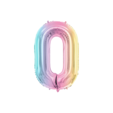 Folienballon XXL Zahl Regenbogen-Pastell -hey-Party.de- Folienballons -#Variante_ Zahl 0
