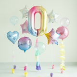 Folienballon XXL Zahl Regenbogen-Pastell -hey-Party.de- Folienballons -#Variante_