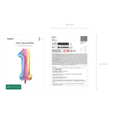 Folienballon XXL Zahl Regenbogen-Pastell -hey-Party.de- Folienballons -#Variante_