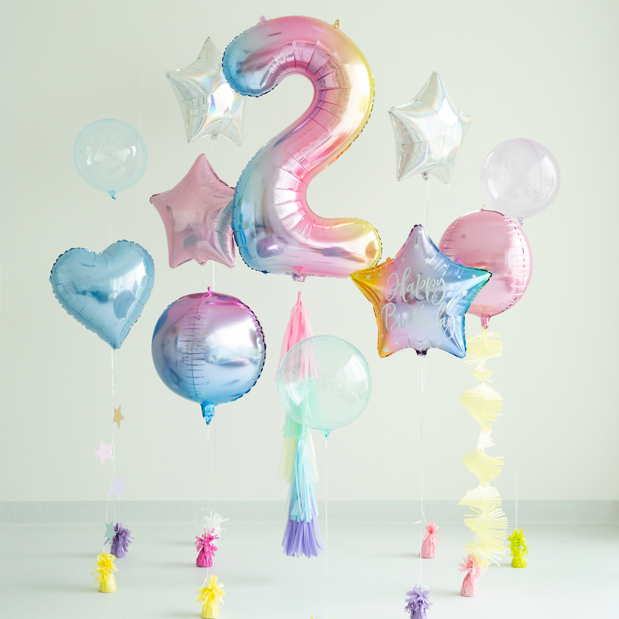 Folienballon XXL Zahl Regenbogen-Pastell -hey-Party.de- Folienballons -#Variante_