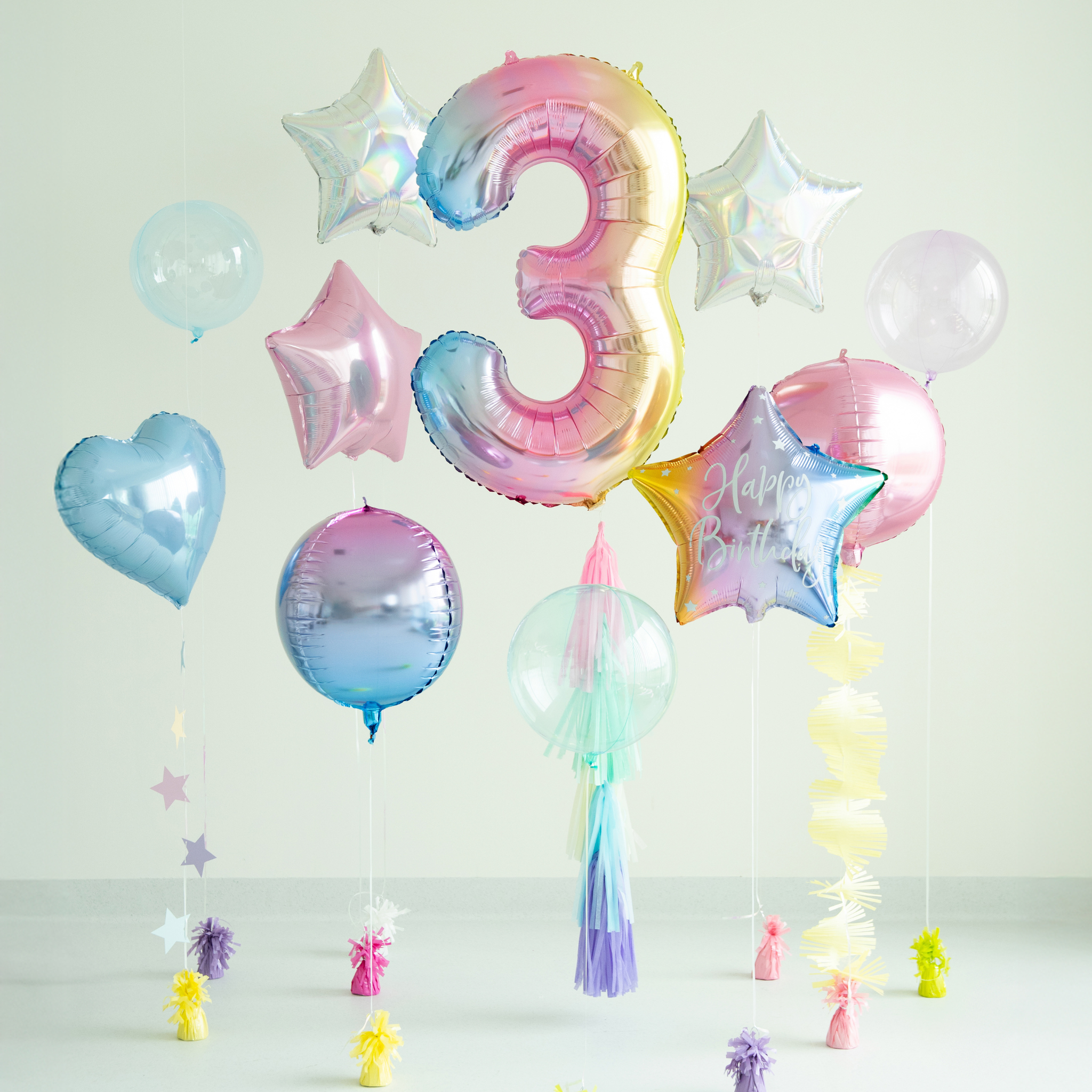 Folienballon XXL Zahl Regenbogen-Pastell -hey-Party.de- Folienballons -#Variante_