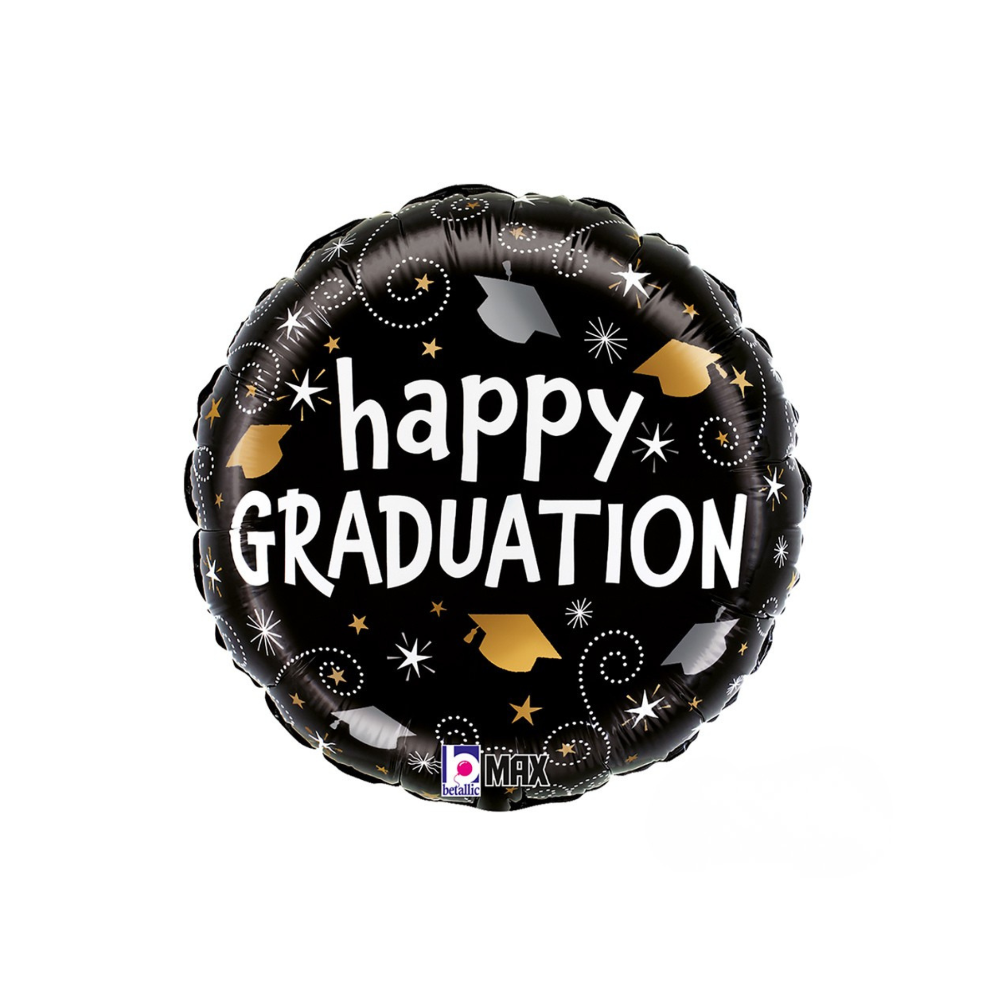 Folienballon Rund Zweiseitig "You did it! / Happy Graduation" schwarz -hey-Party.de- Folienballons -#Variante_