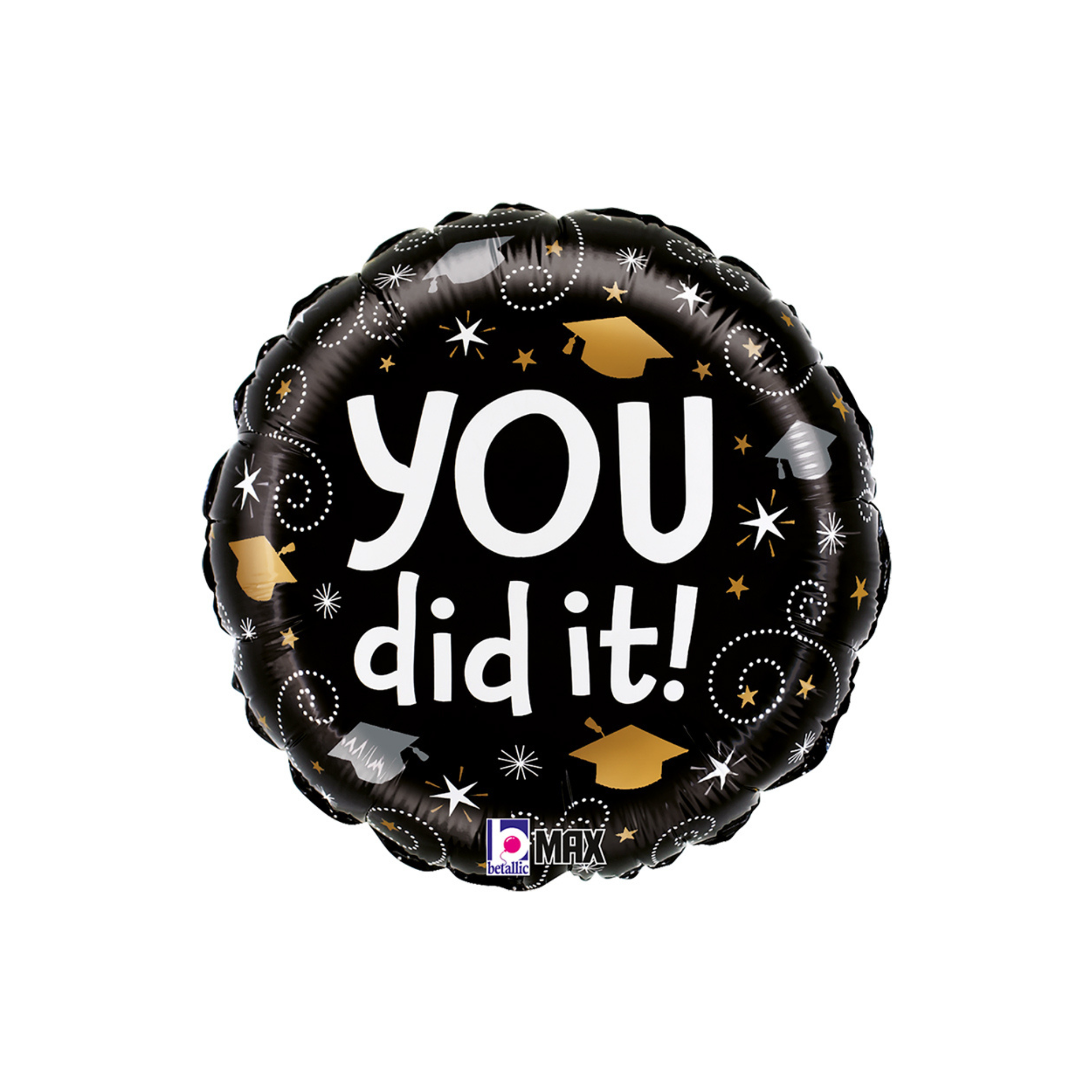 Folienballon Rund Zweiseitig "You did it! / Happy Graduation" schwarz -hey-Party.de- Folienballons -#Variante_