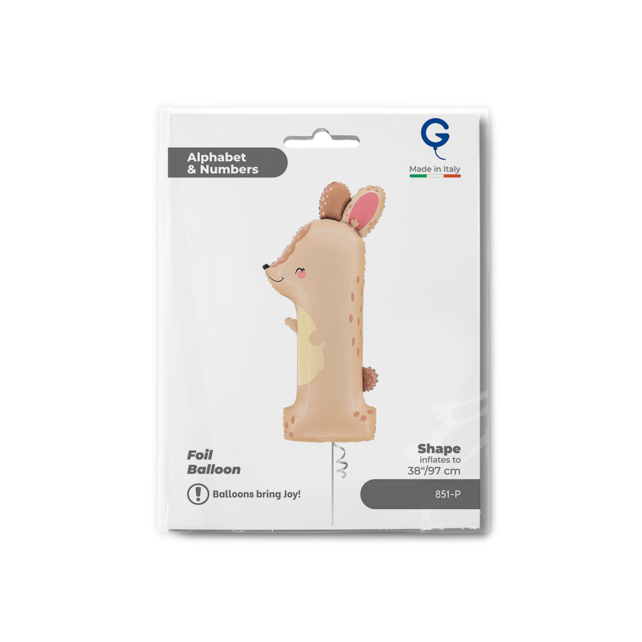 Folienballon Zahl "1" Hase Puppyloon