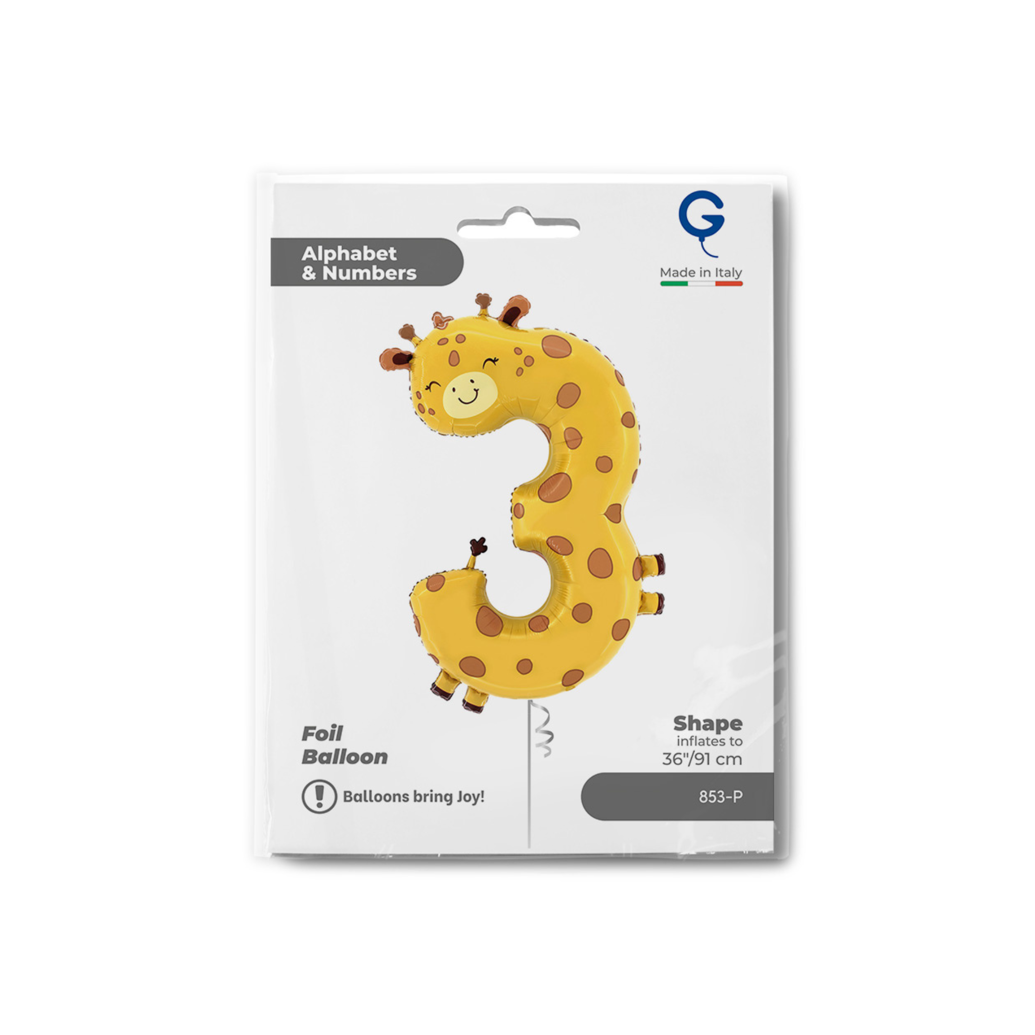 Folienballon Zahl "3" Giraffe Puppyloon