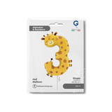 Folienballon Zahl "3" Giraffe Puppyloon