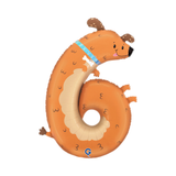 Folienballon Zahl "6" Dackel Hund Puppyloon -hey-Party.de- Folienballons -#Variante_