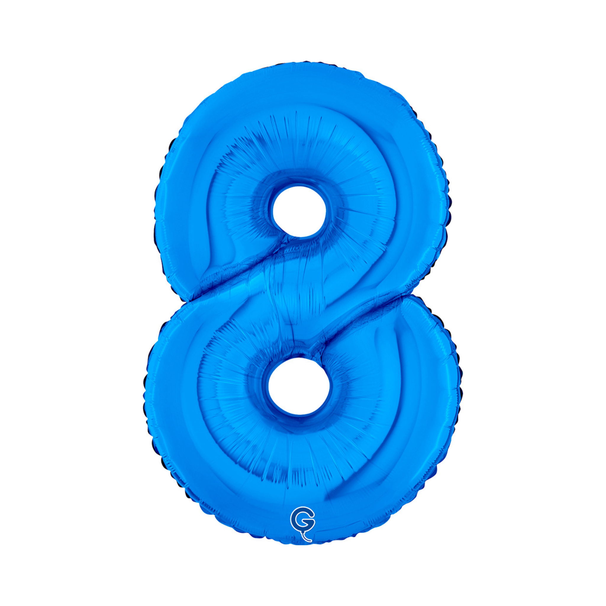 Folienballon Zahl Mittelgroß Blau, ca. 72 cm -#Variante_ Zahl 8