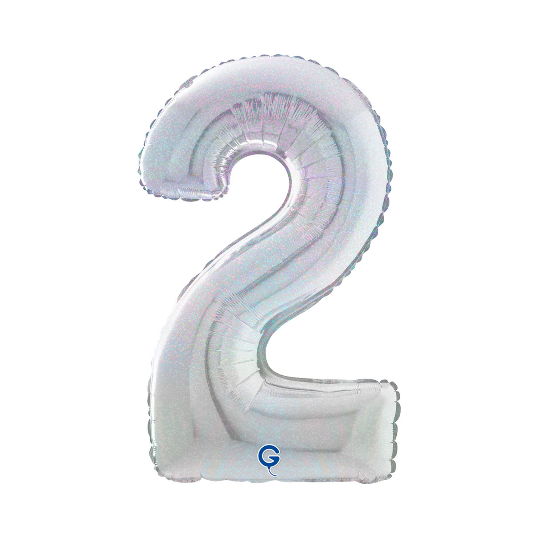 Folienballon Zahl Mittelgroß Holographisch -hey-Party.de- Folienballons -#Variante_ Zahl 2