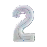 Folienballon Zahl Mittelgroß Holographisch -hey-Party.de- Folienballons -#Variante_ Zahl 2