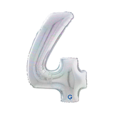 Folienballon Zahl Mittelgroß Holographisch -hey-Party.de- Folienballons -#Variante_ Zahl 4