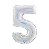 Folienballon Zahl Mittelgroß Holographisch -hey-Party.de- Folienballons -#Variante_ Zahl 5