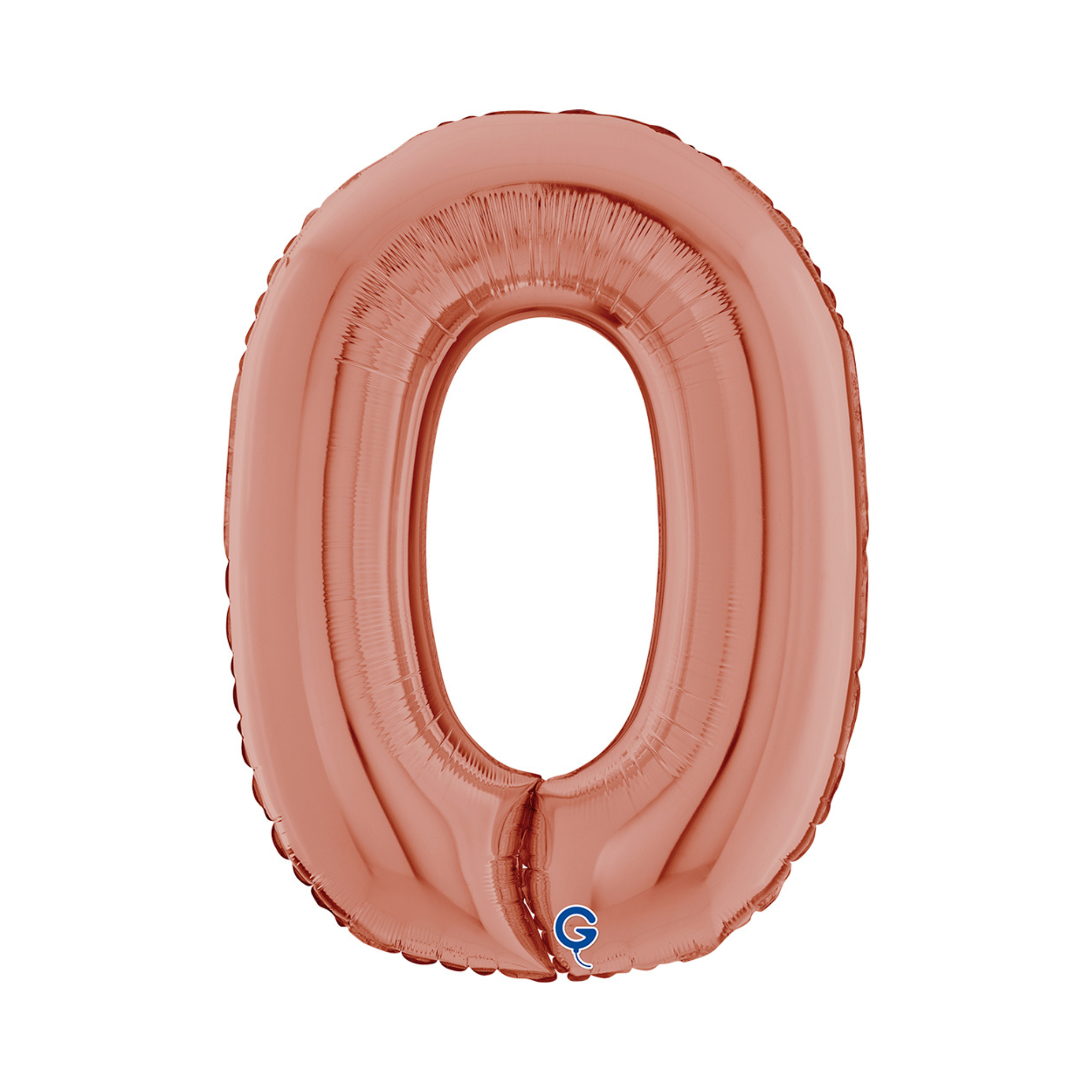 Folienballon Zahl Mittelgroß Roségold, ca. 66 cm -#Variante_ Zahl 0
