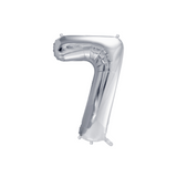 Folienballon Zahl Mittelgroß Silber -hey-Party.de- Folienballons -#Variante_ Zahl 7