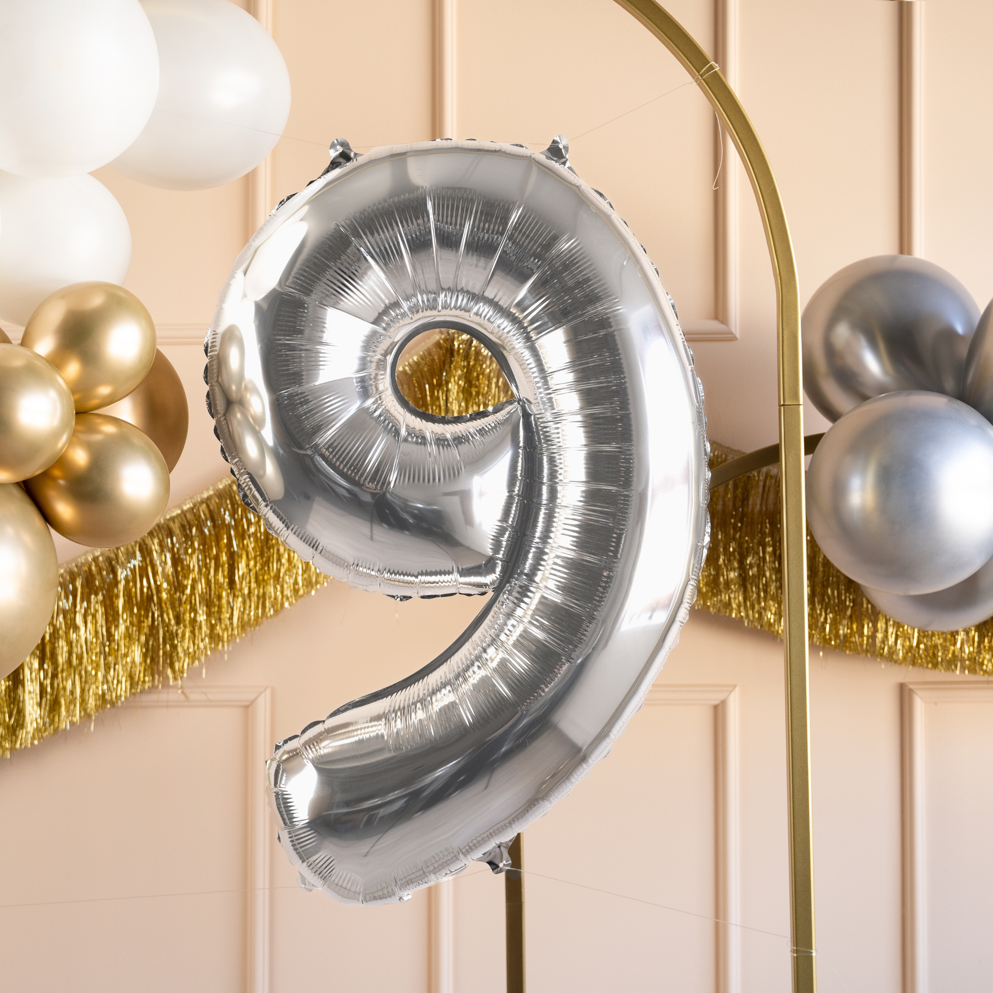 Folienballon Zahl Mittelgroß Silber -hey-Party.de- Folienballons -#Variante_