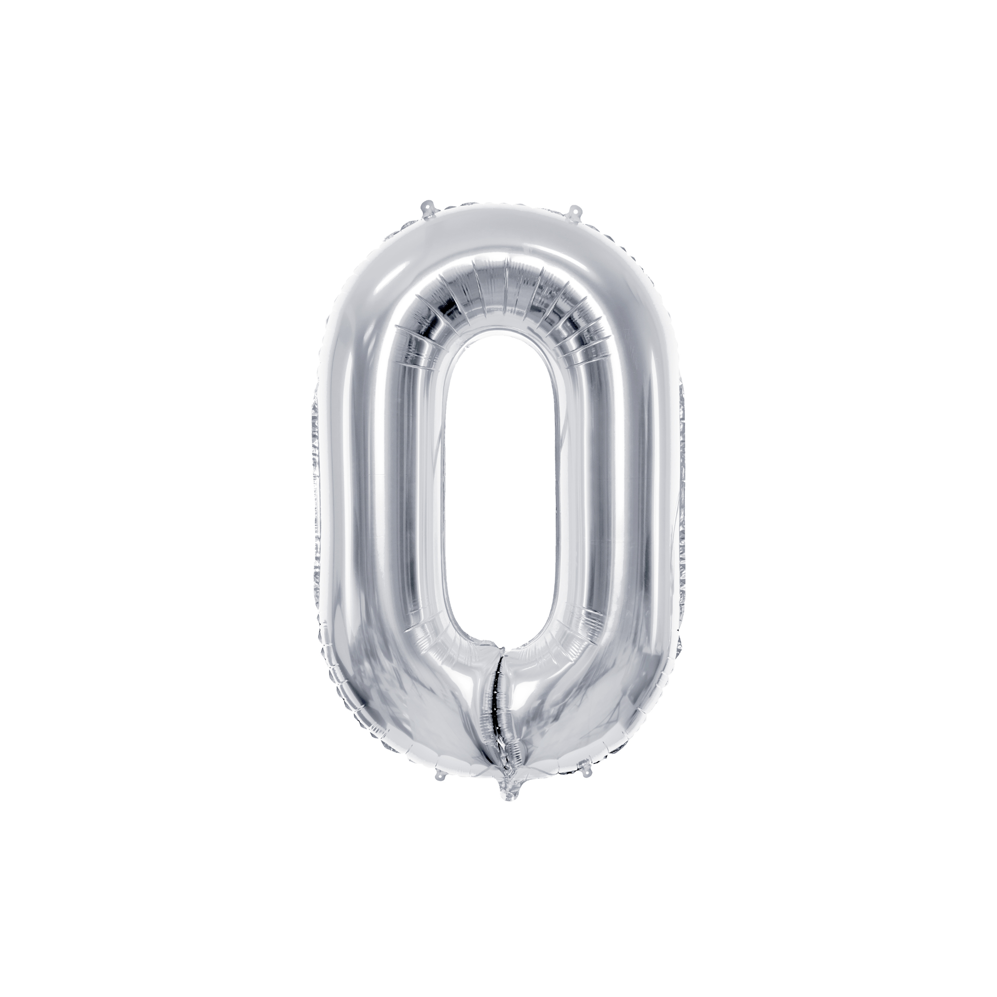Folienballon Zahl Mittelgroß Silber -hey-Party.de- Folienballons -#Variante_ Zahl 0
