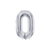 Folienballon Zahl Mittelgroß Silber -hey-Party.de- Folienballons -#Variante_ Zahl 0