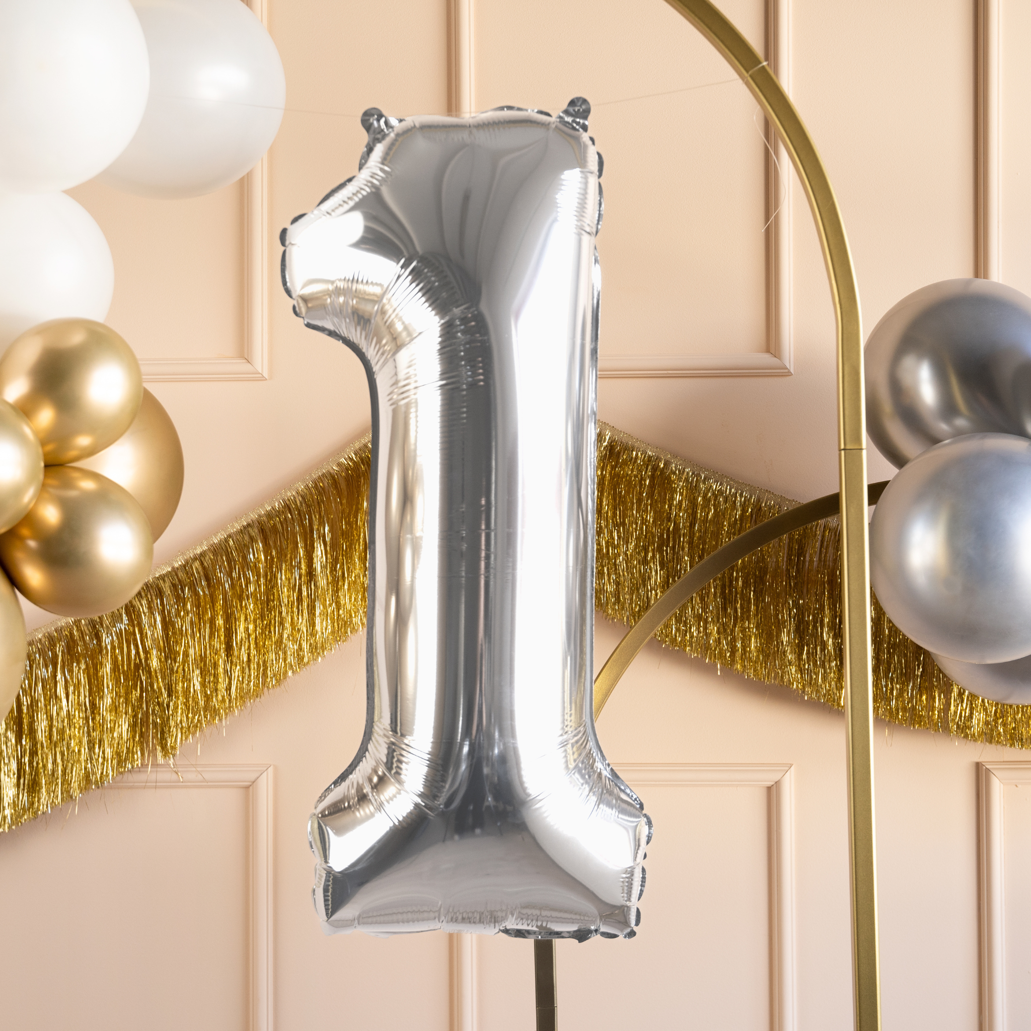 Folienballon Zahl Mittelgroß Silber -hey-Party.de- Folienballons -#Variante_