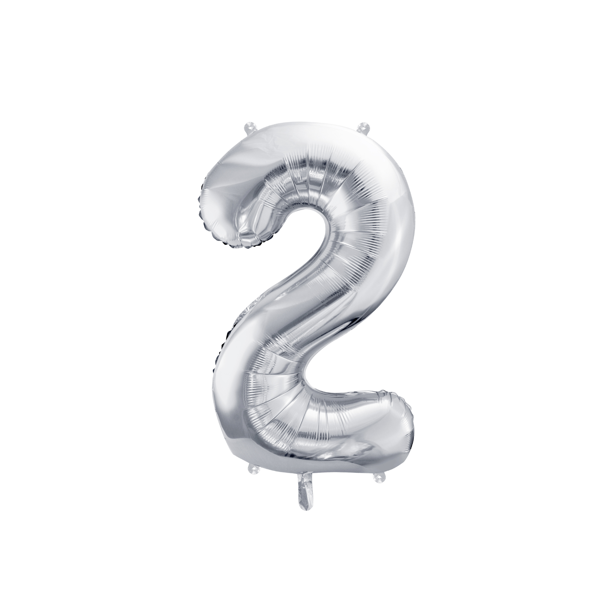 Folienballon Zahl Mittelgroß Silber -hey-Party.de- Folienballons -#Variante_ Zahl 2