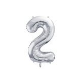 Folienballon Zahl Mittelgroß Silber -hey-Party.de- Folienballons -#Variante_ Zahl 2