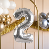 Folienballon Zahl Mittelgroß Silber -hey-Party.de- Folienballons -#Variante_